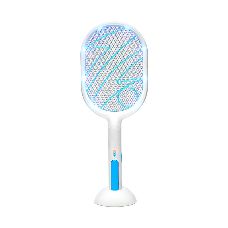 Aplastador de mosquitos eléctrico recargable vertical azul y blanco